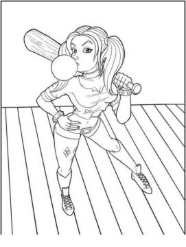 Dibujo de Hermosa Harley Quinn para Colorear