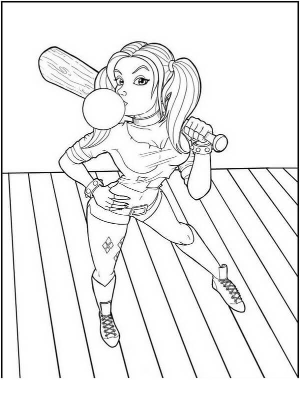 Dibujo de Hermosa Harley Quinn para Colorear