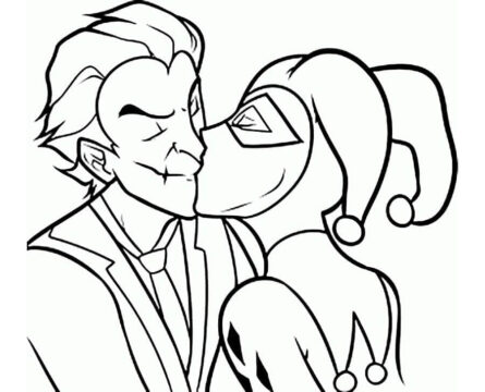 Dibujo de Joker Beso Harley Quinn para Colorear