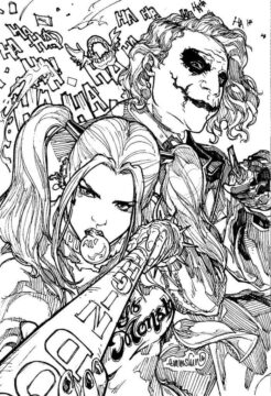 Dibujo de Joker y Harley Quinn para Colorear