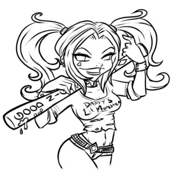 Dibujo de Pequea Harley Quinn para Colorear