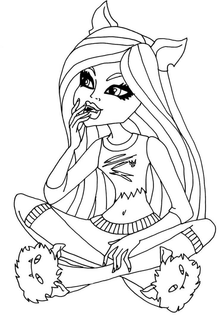 Dibujo de Clawdeen Sentado para Colorear