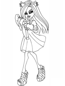 Dibujo de Escuela Secundaria de Monstruos Clawdeen para Colorear