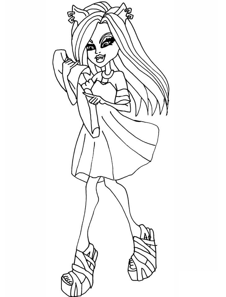 Dibujo de Escuela Secundaria de Monstruos Clawdeen para Colorear