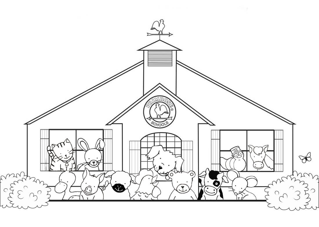 Dibujo de Animales en la Escuela para Colorear