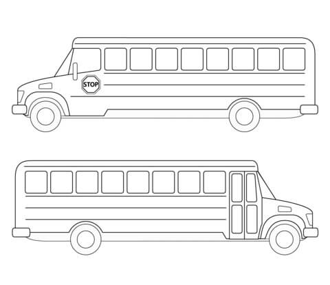 Dibujo de Dos Autobuses Escolares para Colorear