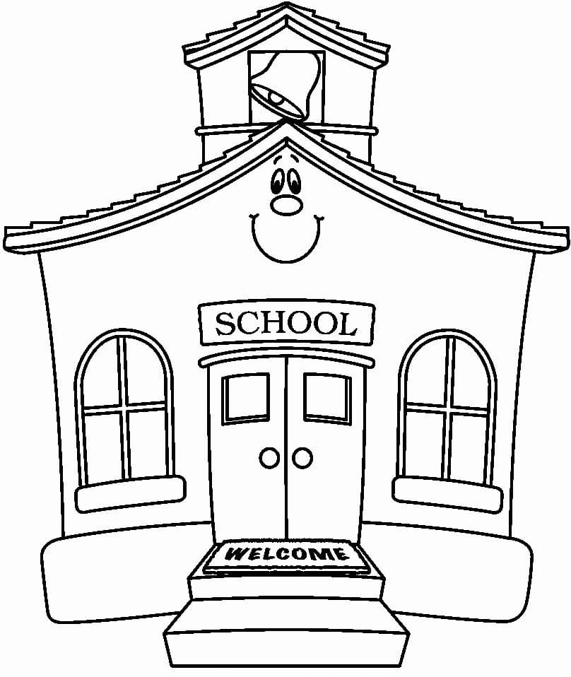 Dibujo de Escuela Sonriente para Colorear