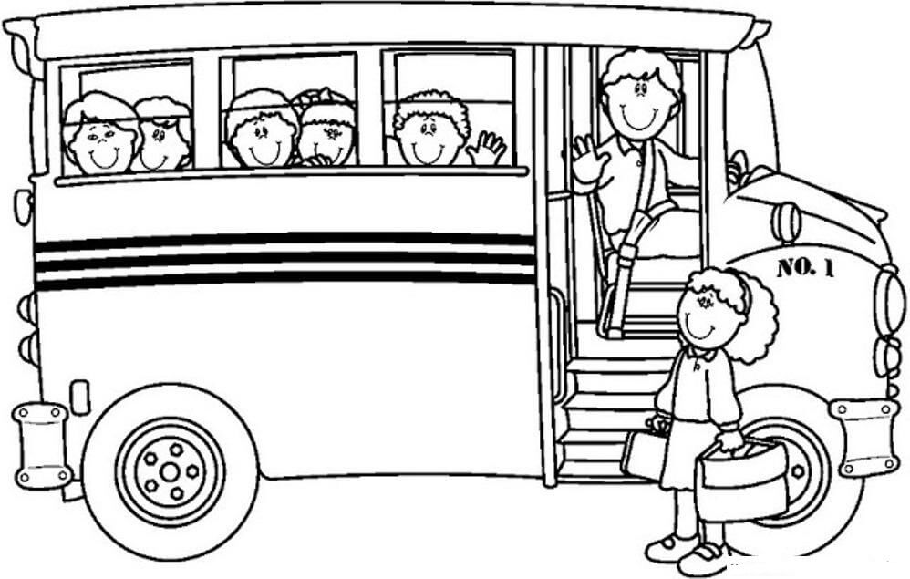 Dibujo de Gran Autobs Escolar para Colorear