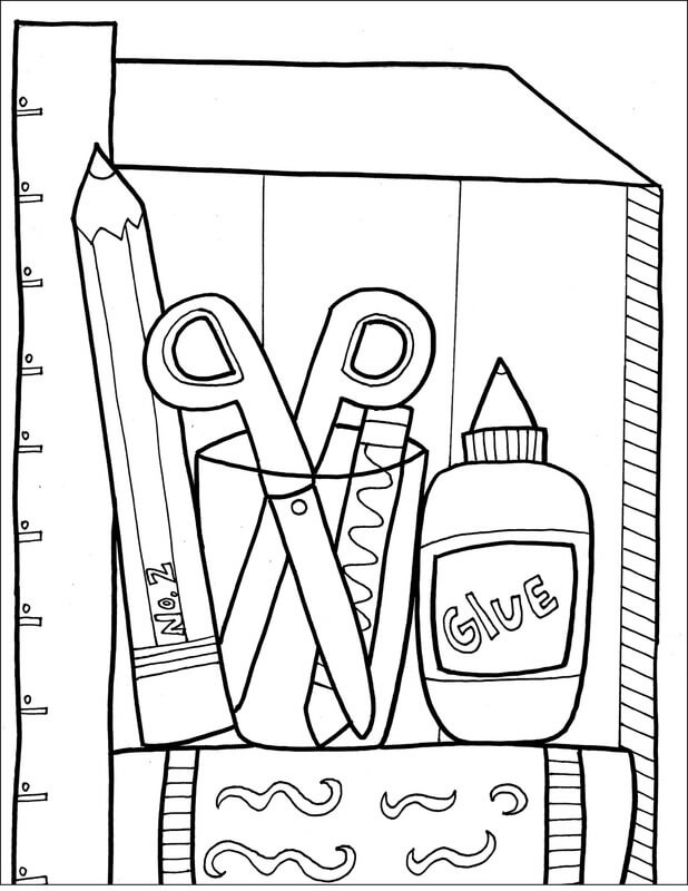 Dibujo de Herramientas de Aprendizaje en la Escuela para Colorear