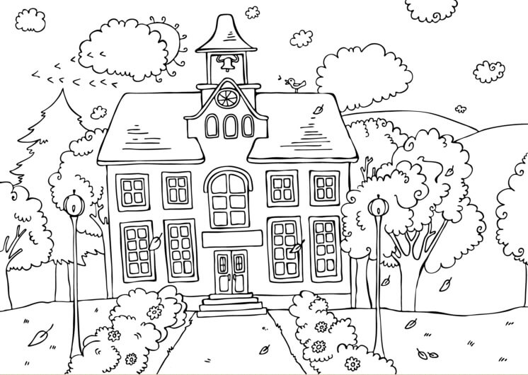 Dibujo de Impresionante Escuela para Colorear
