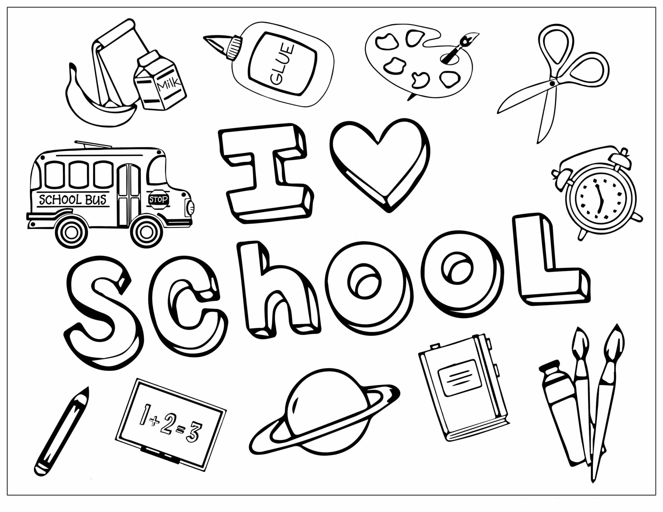 Dibujo de Me Encanta el Colegio Scaled para Colorear