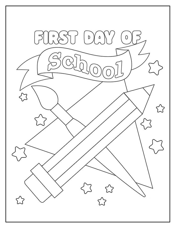 Dibujo de Primer día de Escuela para Colorear