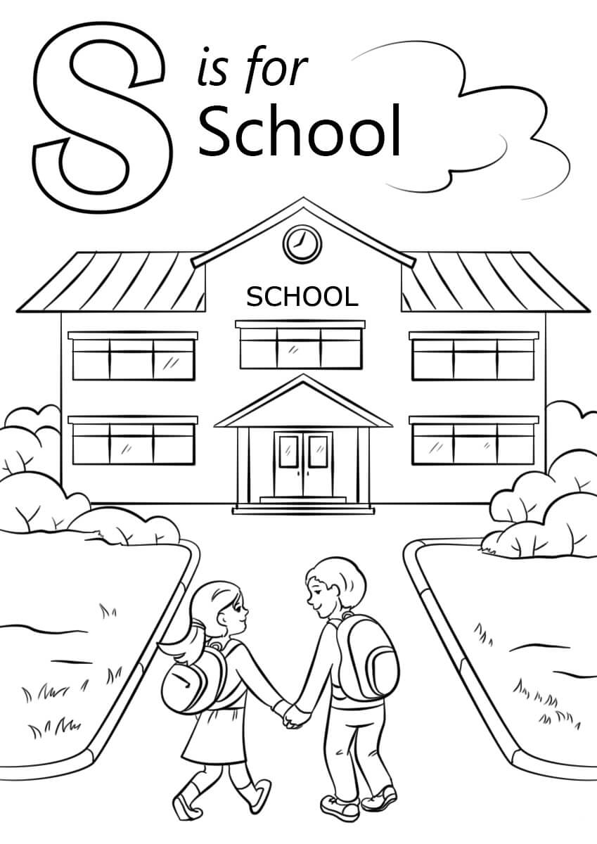 Dibujo de S Es para la Escuela para Colorear