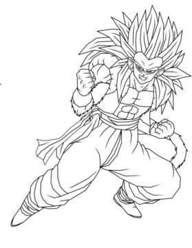 Dibujo de Contento Ssj4 Gogeta Lucha para Colorear