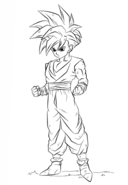 Dibujo de Gohan en dragón Ball Z para Colorear