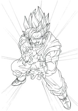 Dibujo de Goku con Kame Hame Ha para Colorear