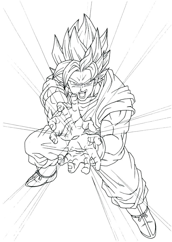 Dibujo de Goku con Kame Hame Ha para Colorear