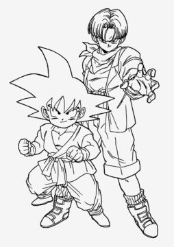 Dibujo de Goten Fresco y Troncos para Colorear