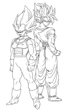 Dibujo de Impresionante Goku y Vegeta para Colorear