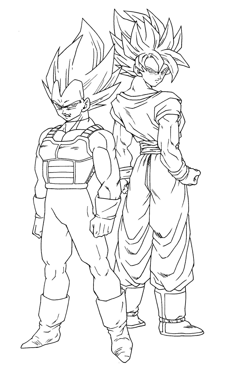 Dibujo de Impresionante Goku y Vegeta para Colorear