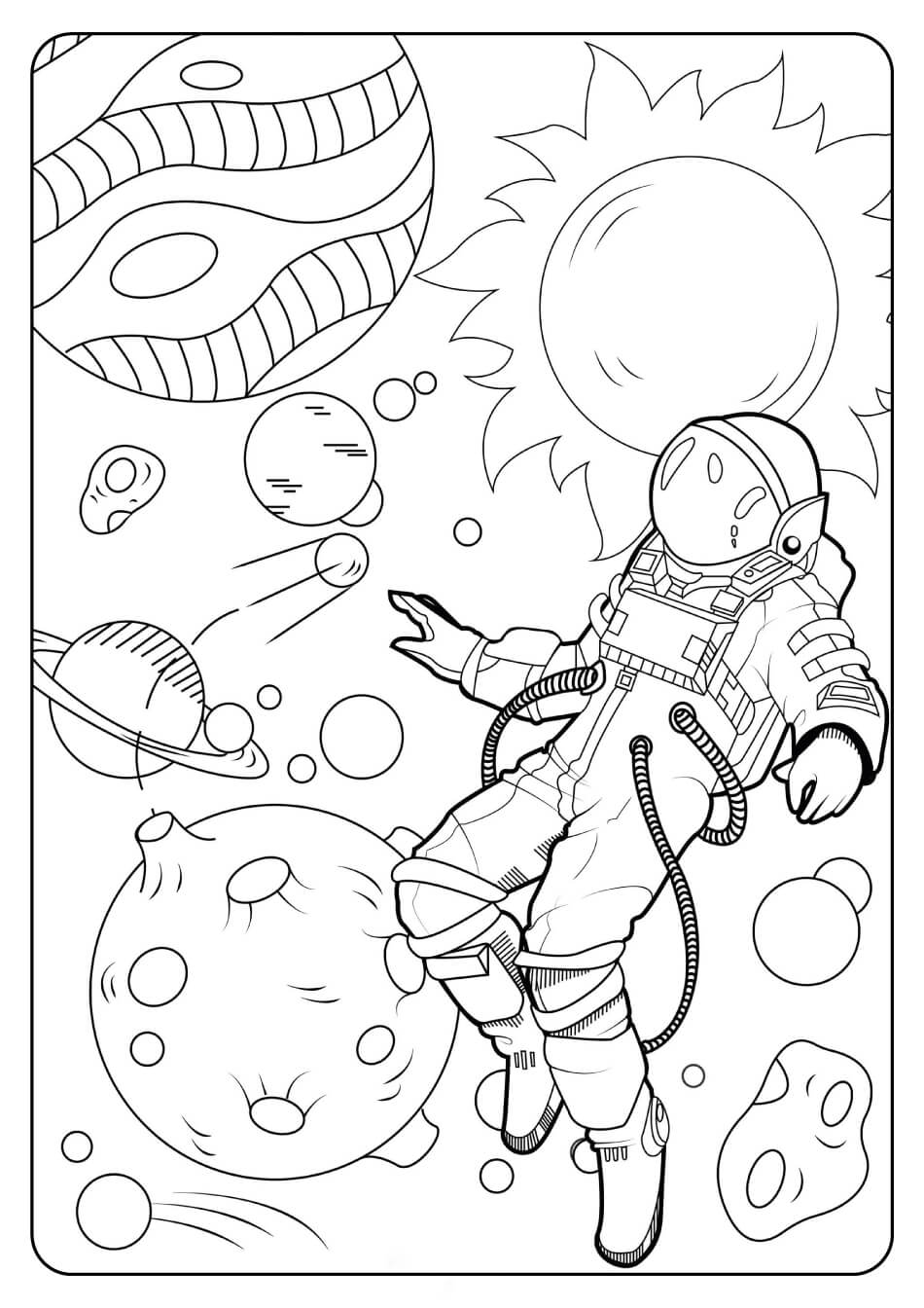 Dibujo de Astronauta en el Espacio para Colorear
