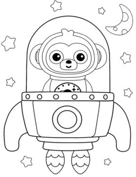 Dibujo de Mono Aliengena en el Espacio para Colorear