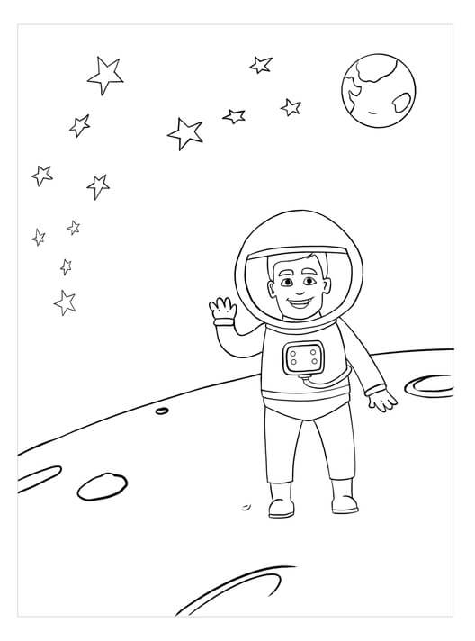 Dibujo de Rocketman en el Espacio para Colorear