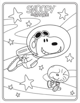 Dibujo de Snoopy en el Espacio para Colorear