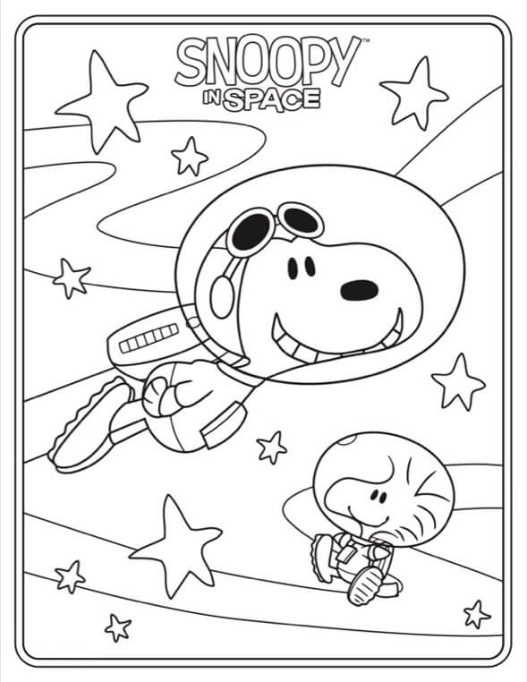 Dibujo de Snoopy en el Espacio para Colorear