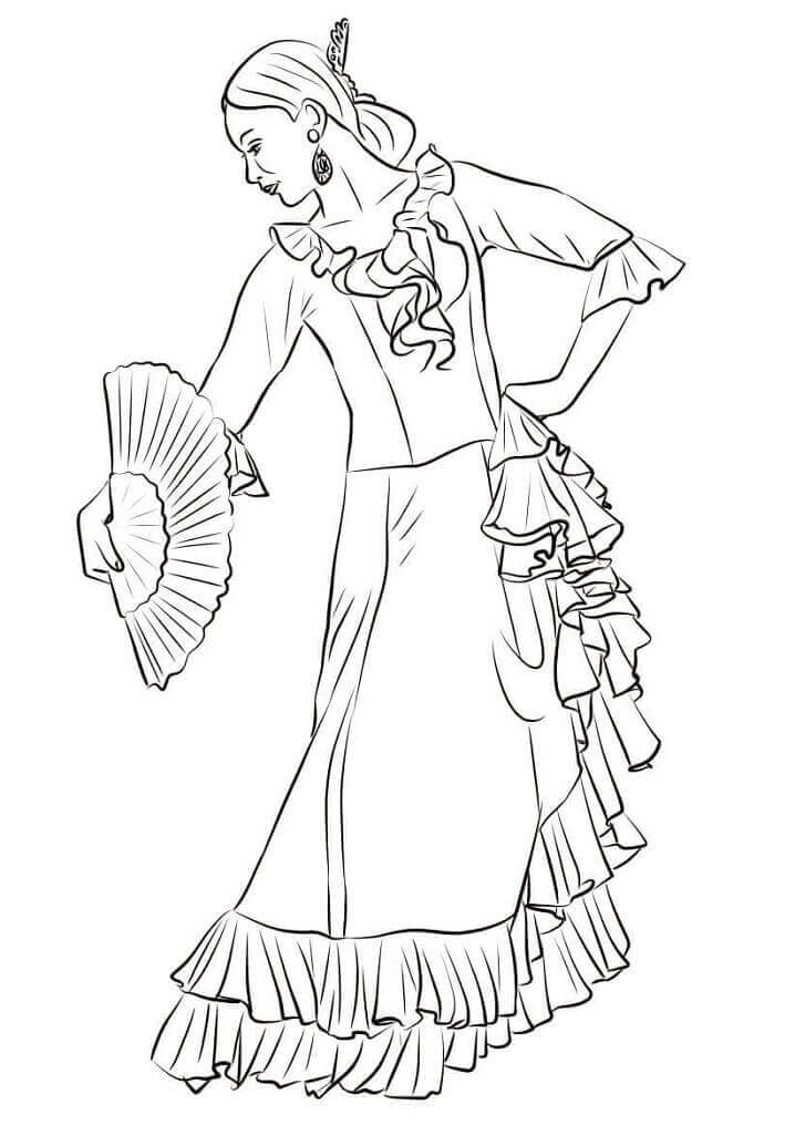 Dibujo de Bailarina de Flamenco Espaola para Colorear