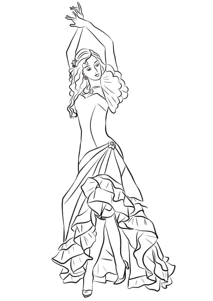 Dibujo de Chica Flamenca para Colorear