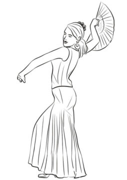 Dibujo de Mujer Espaola Bailando para Colorear