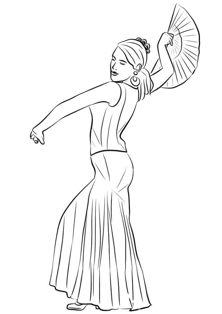 Dibujo de Mujer Espaola Bailando para Colorear