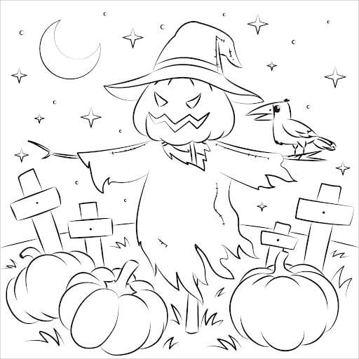 Dibujo de Bruja Espantapjaros para Colorear