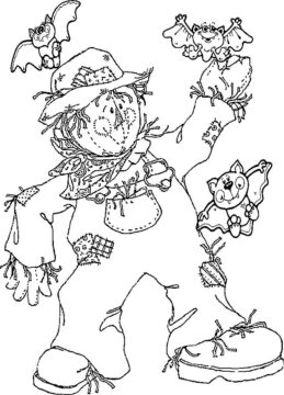 Dibujo de Espantapjaros y Murcilago para Colorear