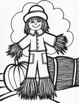 Dibujo de Nia Espantapjaros Sonriente para Colorear