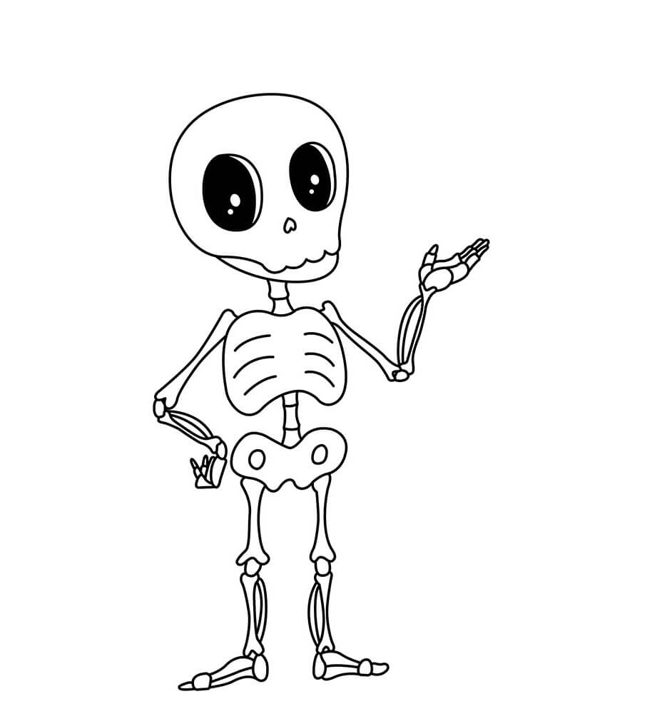 Dibujo de Esqueleto Chibi Lindo para Colorear