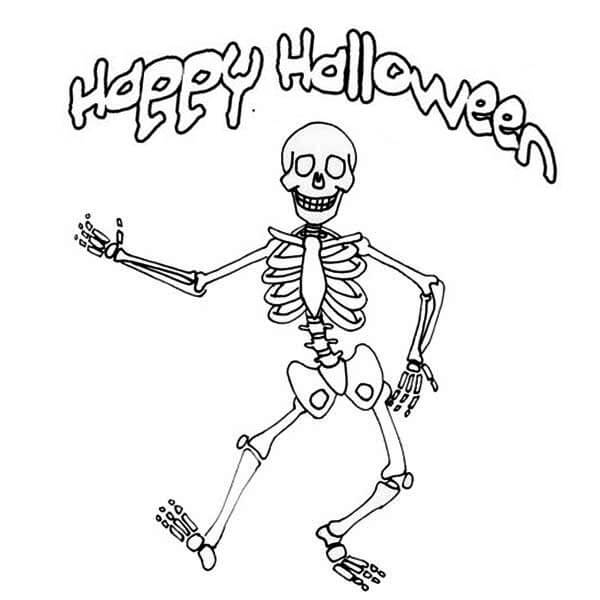 Dibujo de Esqueleto Feliz para Colorear