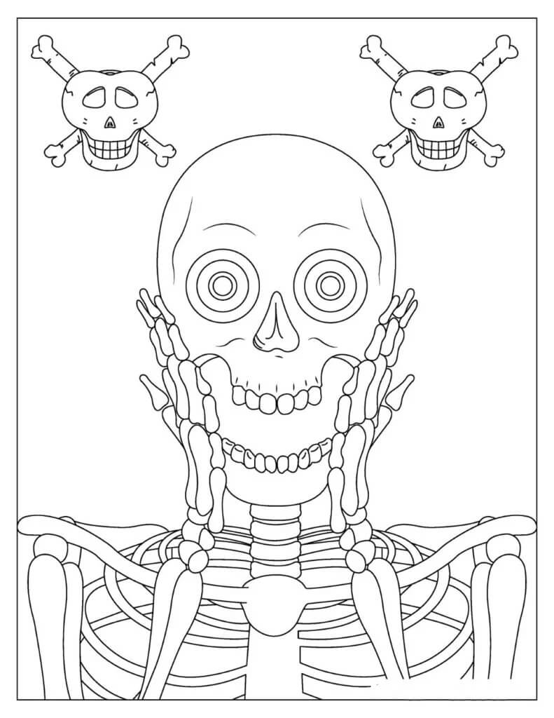 Dibujo de Linda Cara de Esqueleto para Colorear