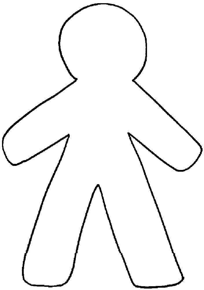 Dibujo de Contorno de Persona de Hombre de Pan de Jengibre para Colorear