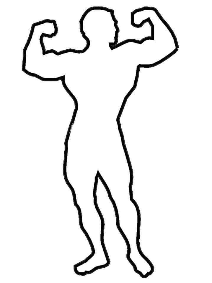 Dibujo de Contorno de Persona Fuerte Fresco para Colorear