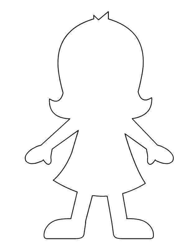 Dibujo de Esquema de Persona de niña pequeña para Colorear