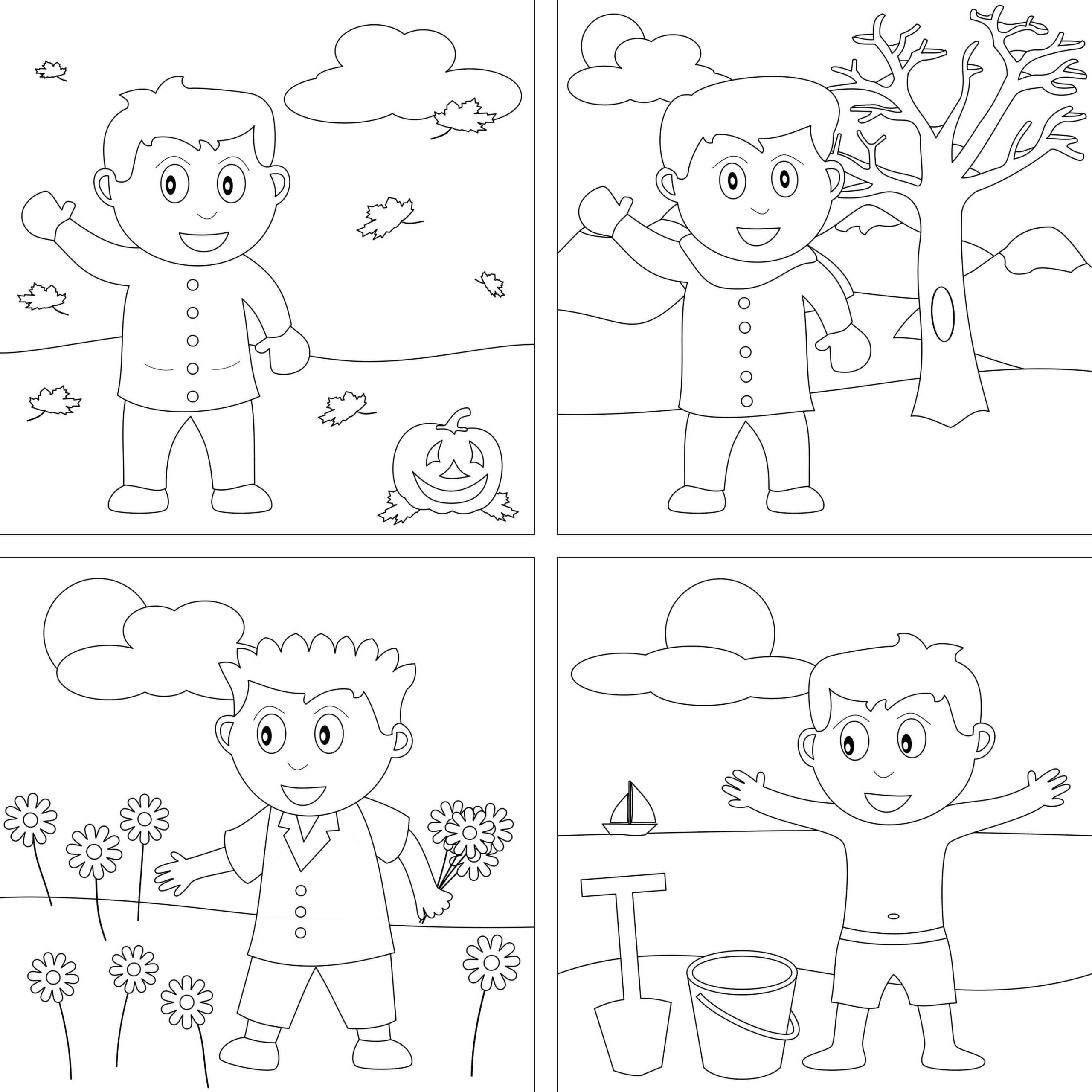 Dibujo de Hijo de Cuatro Estaciones para Colorear