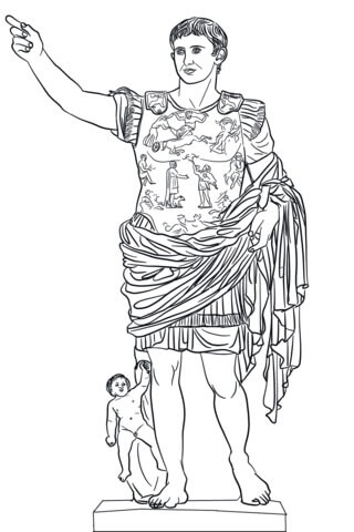 Dibujo de Estatua de Augusto Cesar para Colorear