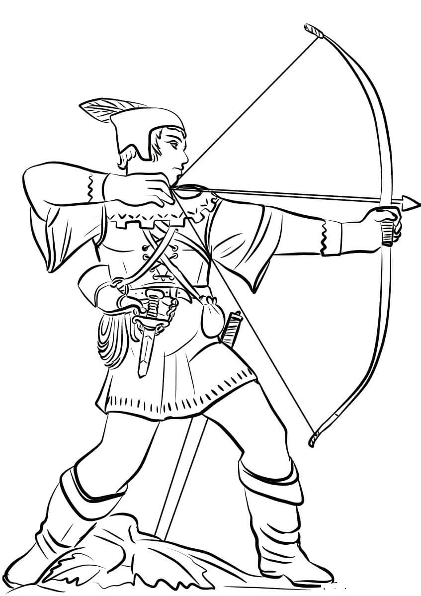 Dibujo de Estatua de Robin Hood para Colorear