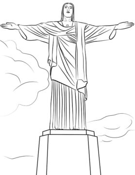 Dibujo de Estatua del Cristo Redentor para Colorear