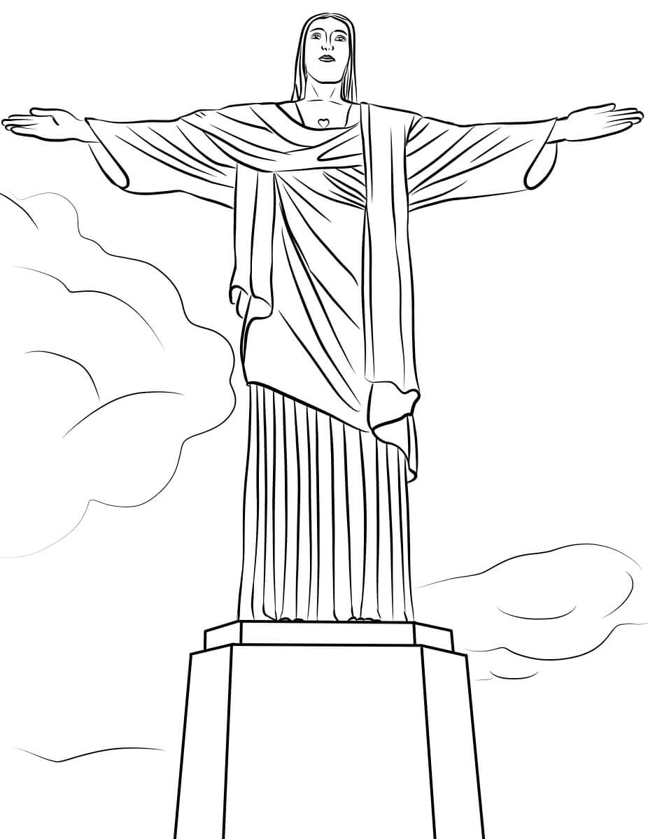 Dibujo de Estatua del Cristo Redentor para Colorear