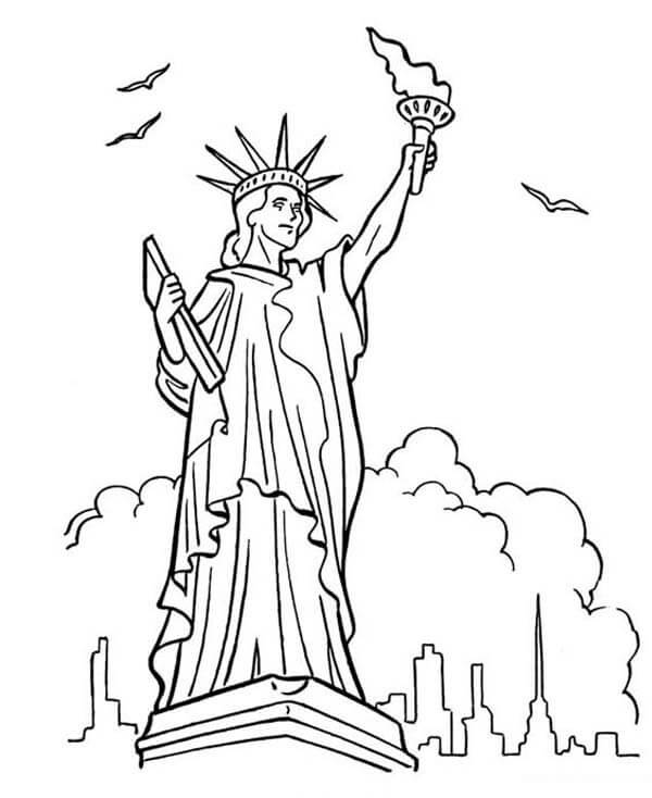 Dibujo de Preciosa Estatua de la Libertad para Colorear
