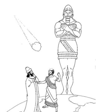 Dibujo de Rey Nabucodonosor y Estatua de Meteorito para Colorear