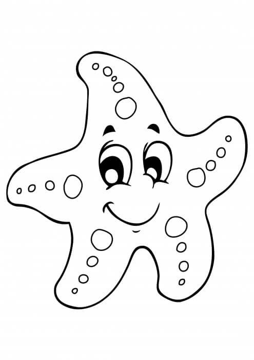 Dibujo de Cool Starfish Sonriendo para Colorear